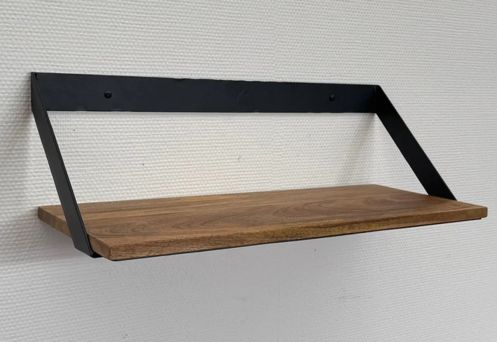 Wandregal 40cm "Bari" Mangoholz & Eisen schwarz