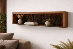 Wandregal inkl.Beleuchtung 145cm 'Sadar' Akazie massiv
