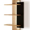 Wandregal inkl. Beleuchtung 60x110cm 'Santis' Wildeiche & Glas schwarz