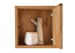 Wandregal mit Holztür 34x34cm 'Danzig II' Wildeiche massiv