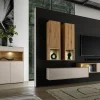 Wandregal 70x52cm 'Locarno' Wildeiche massiv & Rahmen MDF creme inkl.Beleuchtung