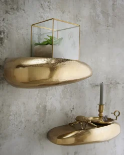 Wandregal 45x13cm "Stone" Alu bronzegold