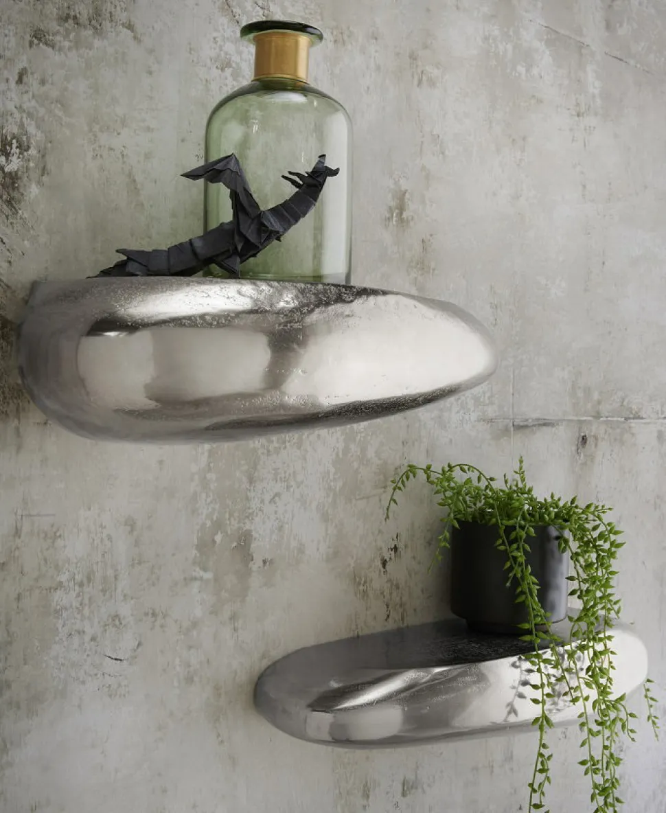 Wandregal 45x13cm "Stone" Alu vernickelt