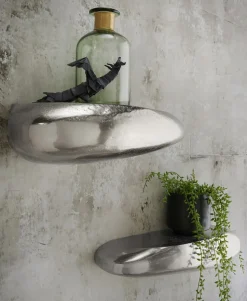 Wandregal 43x19cm "Stone" Alu vernickelt