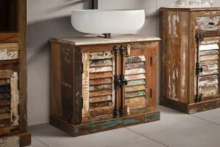Waschbeckenunterschrank 70x60cm 'Hawkins' recyceltes Altholz mehrfarbig lackiert