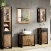 Waschbeckenunterschrank 75x60cm 'Montreux' Akazie & Metall schwarz
