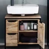 Waschbeckenunterschrank 68x63cm 'Brooklyn' Mango & Metall schwarz