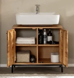 Waschbeckenunterschrank 68x60cm 'Albany' Akazie massiv lackiert