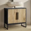 Waschbeckenunterschrank 60x60cm 'Namibia' Eiche & Mango schwarz