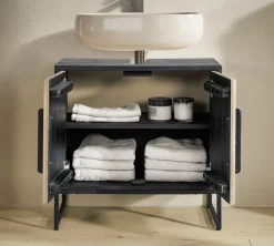 Waschbeckenunterschrank 60x60cm 'Namibia' Eiche & Mango schwarz