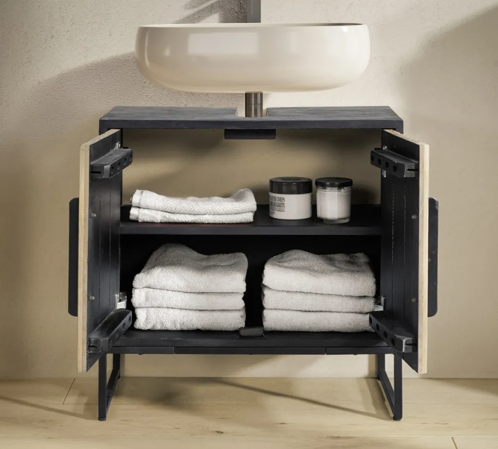 Waschbeckenunterschrank 60x60cm 'Namibia' Eiche & Mango schwarz