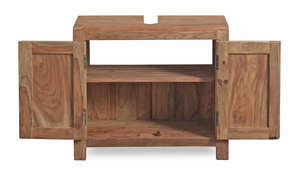 Waschbeckenunterschrank 70x60cm 'Oxford' Sheesham massiv 2 Türen