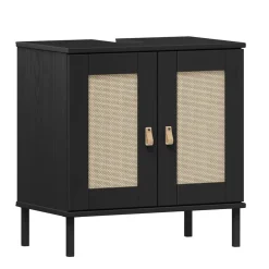 Waschbeckenunterschrank 62x65cm 'Seattle' Kiefer massiv schwarz