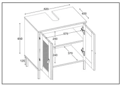 Waschbeckenunterschrank 62x65cm 'Seattle' Kiefer massiv schwarz