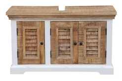 Waschbeckenunterschrank 100x60cm 'Nizza' Mango weiß natur 3 Türen