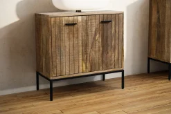 Waschbeckenunterschrank 60x60cm 'Life' Mango & Metall schwarz