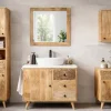 Waschbeckenunterschrank 68x60cm 'Lyn' Mangoholz mit schwarzen Ornamenten