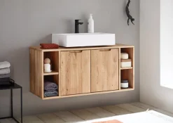 Waschbeckenunterschrank 105x60cm 'Memphis' Wildeiche massiv geölt hängend & stehend