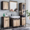 Waschbeckenunterschrank 60x63cm 'Brooklyn' Mango & Metall schwarz