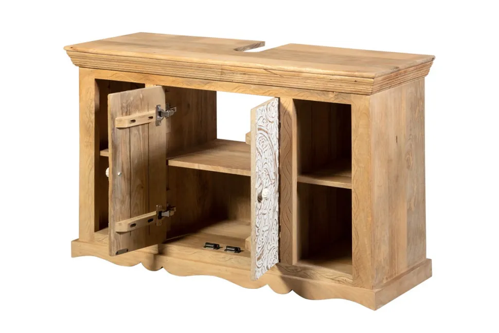 Waschbeckenunterschrank 107x68cm 'Tibet' Mango natur & weiß antik