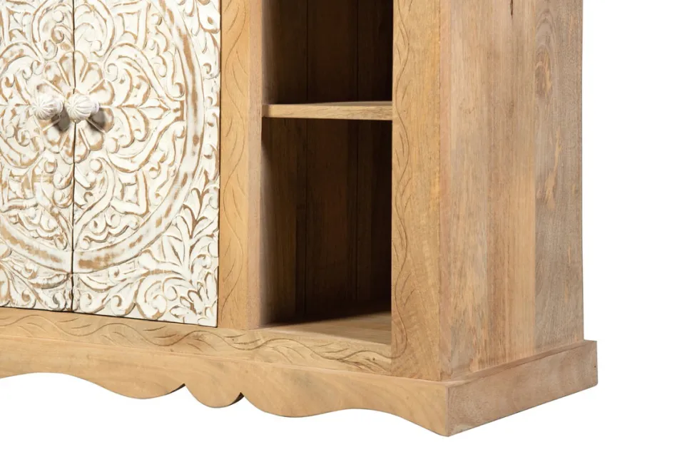 Waschbeckenunterschrank 107x68cm 'Tibet' Mango natur & weiß antik