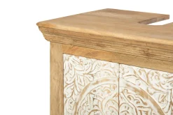 Waschbeckenunterschrank 65x68cm 'Tibet' Mango natur & weiß antik