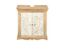 Waschbeckenunterschrank 65x68cm 'Tibet' Mango natur & weiß antik