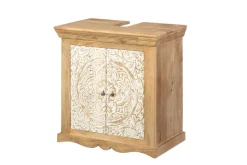Waschbeckenunterschrank 65x68cm 'Tibet' Mango natur & weiß antik