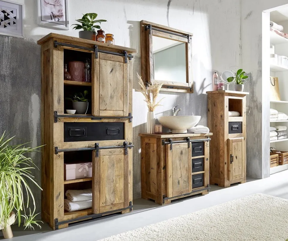 Waschbeckenunterschrank 90x64cm 'Railroad' Mango & Eisen