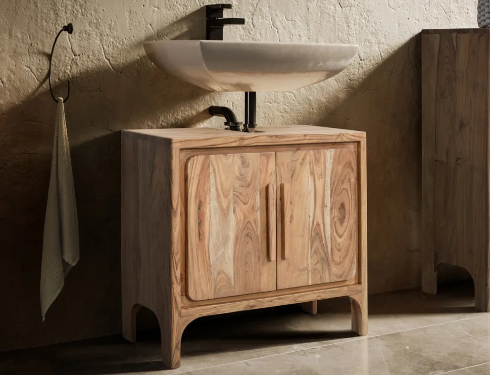 Waschbeckenunterschrank 60x57cm 'Pure' Akazie massiv