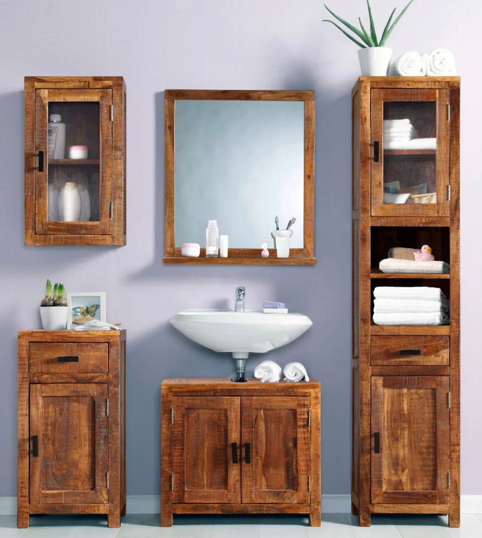 Waschbeckenunterschrank 67x60cm 'Austin' Akazie massiv lackiert