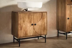 Waschbeckenunterschrank 60x60cm 'Swing' Mango & Metall schwarz
