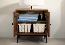 Waschbeckenunterschrank 60x60cm 'Swing' Mango & Metall schwarz
