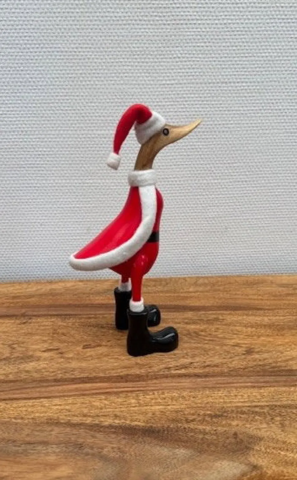 Weihnachts-Ente 25cm "Ente" Teakholz & Bambus