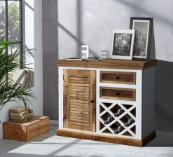 Weinkommode 103x90cm 'Korsika' Mango weiß natur