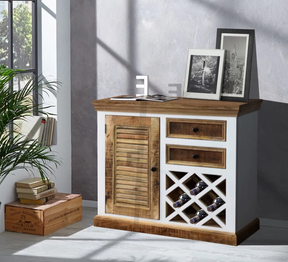 Weinkommode 103x90cm 'Korsika' Mango weiß natur