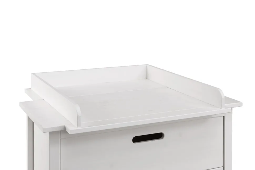 Wickelkommode 91cm mit Aufsatz "Maja" Kiefer massiv weiß lackiert