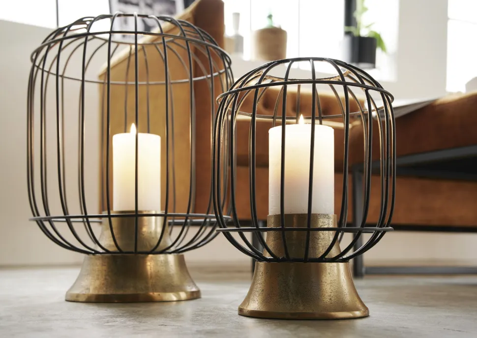 Windlicht/Laterne 20x27cm "Jill" Aluminium antik-gold