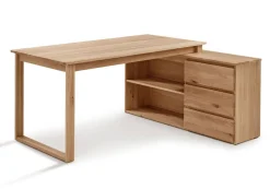 Winkelschreibtisch mit Stauraum rechts 'Office' Wildeiche geölt