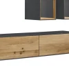 Wohnwand I 285cm 'Locarno' Wildeiche massiv & MDF anthrazit inkl.Beleuchtung