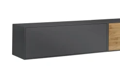 Wohnwand I 285cm 'Locarno' Wildeiche massiv & MDF anthrazit inkl.Beleuchtung