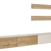 Wohnwand IV 320cm 'Locarno' Wildeiche massiv & MDF creme