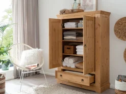 Wäscheschrank 108cm 'Anne' Kiefer eichefarbig