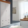 Wäscheschrank 120cm 2-trg. 'Mailand-Honig' Kiefer weiß SZ-0132