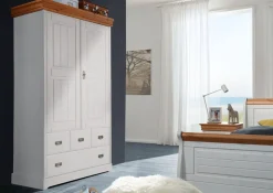 Wäscheschrank 120cm 2-trg. 'Mailand-Honig' Kiefer weiß SZ-0132