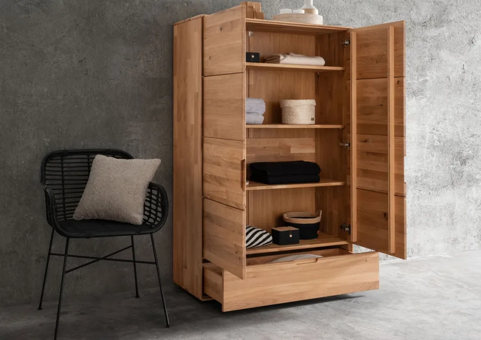 Wäscheschrank 100x155cm "Kent" Wildeiche massiv