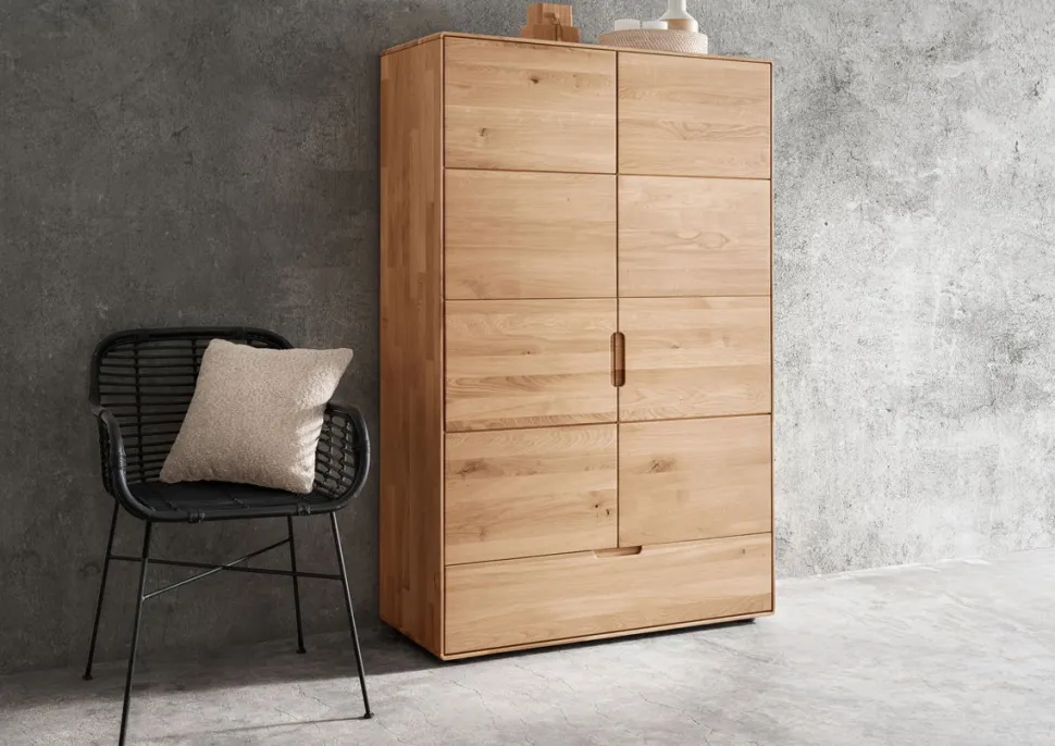 Wäscheschrank 100x155cm "Kent" Wildeiche massiv