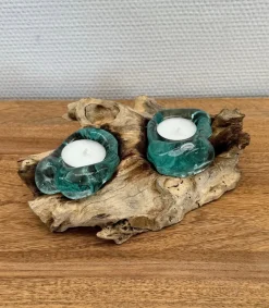Wurzel mit 2 Teelicht-Gläsern "Knox" 10cm